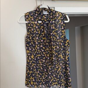 CAbi Multicolor Sleeveless Blouse with Tie Neck